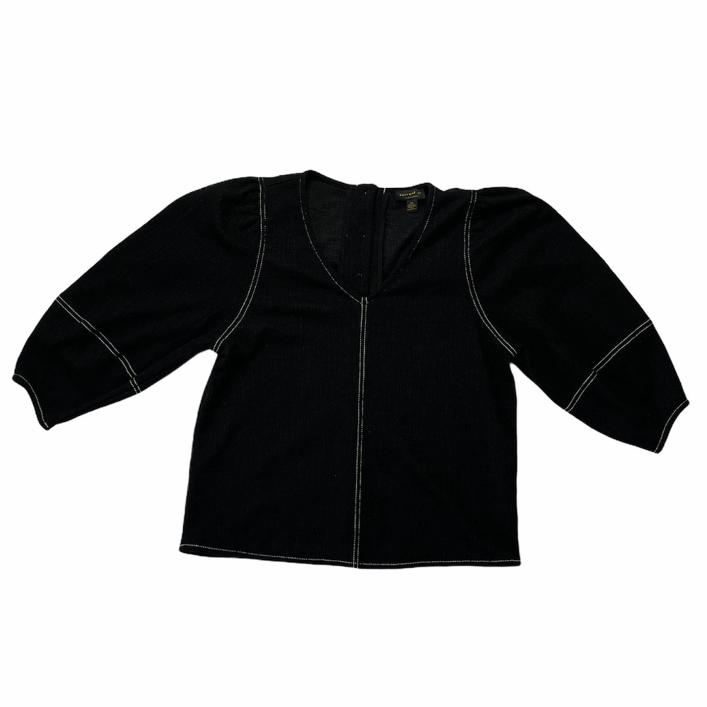 Current Air | Black Puff Sleeve Peasant Top Anthro - Picture 2 of 8